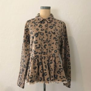 Mud Pie Banks Brown Leopard Print Jacket Size Medium
